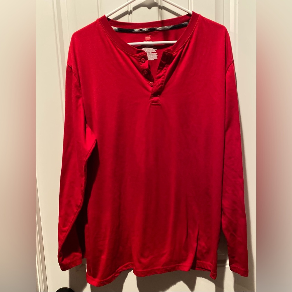 Unisex XL red Hanes Henley